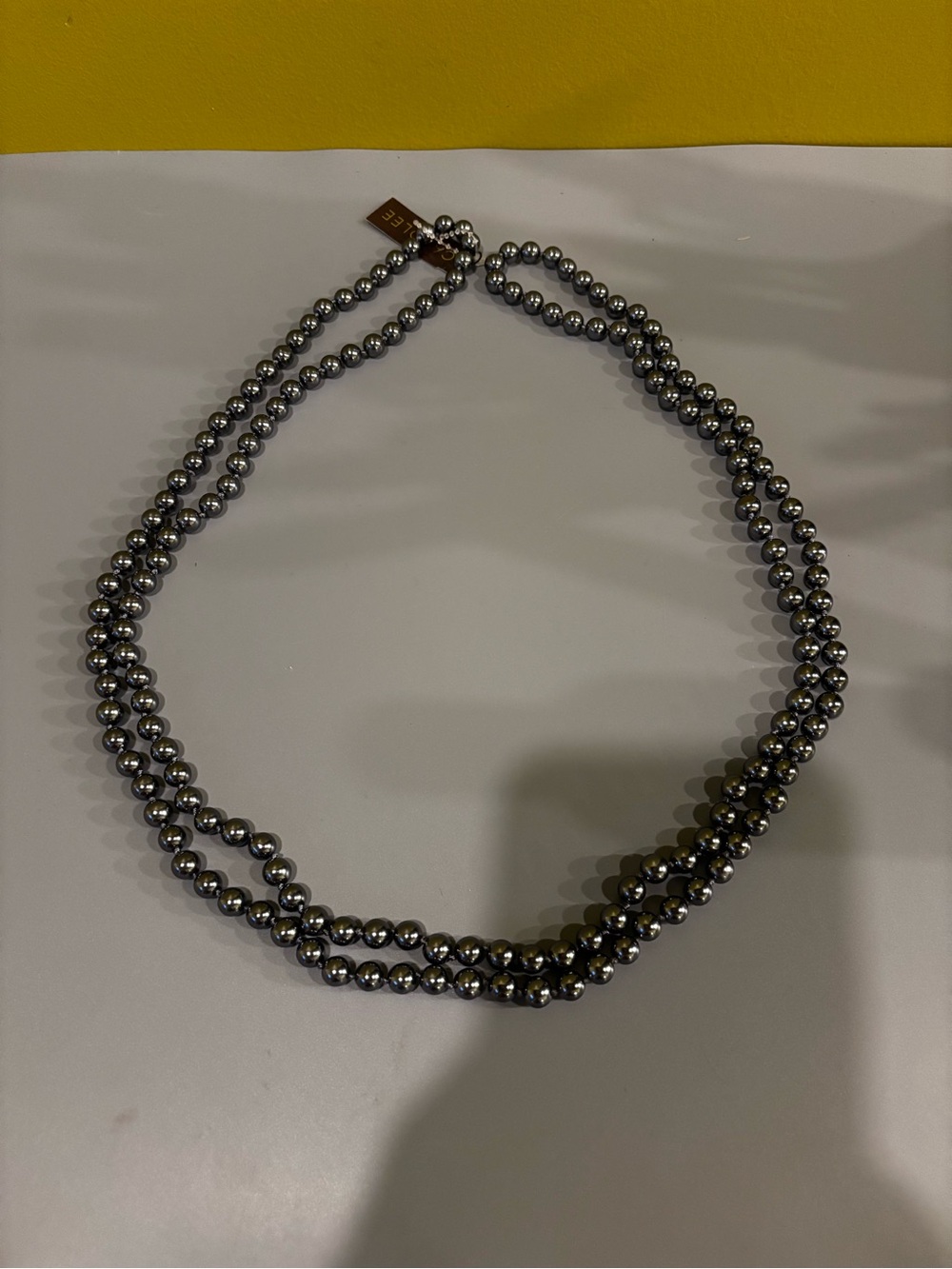 Strand Hematite Bead Necklace - Metallic Gray1818.